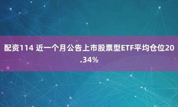 配资114 近一个月公告上市股票型ETF平均仓位20.34%