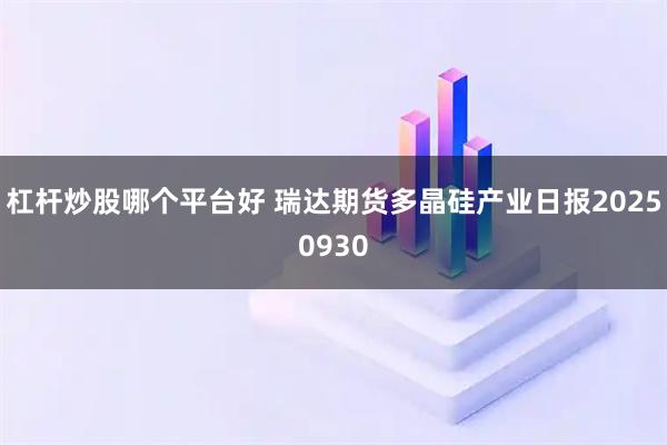 杠杆炒股哪个平台好 瑞达期货多晶硅产业日报20250930